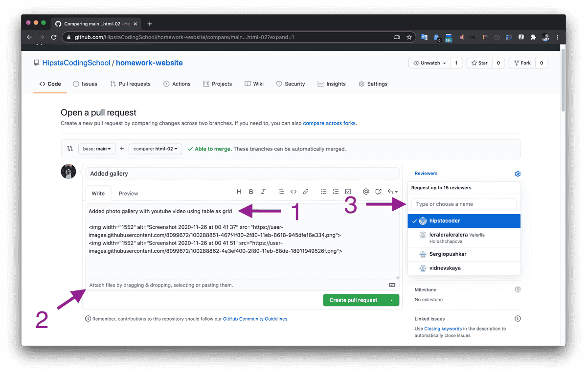 create pull request